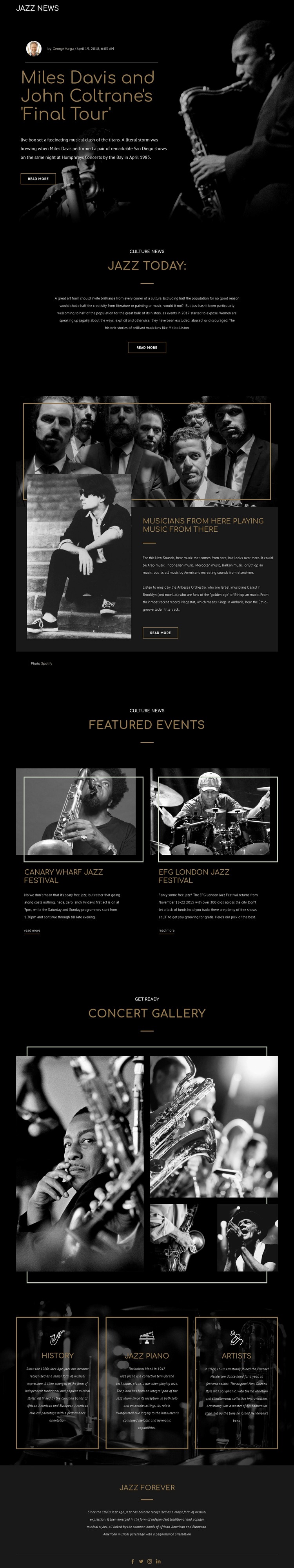 Legengs av jazzmusik Html webbplatsbyggare