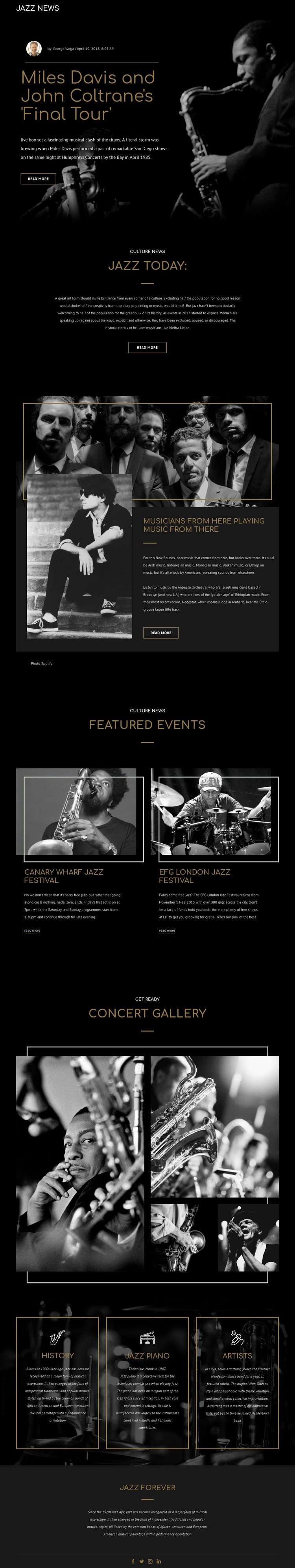 Legengs of jazz music Web Design