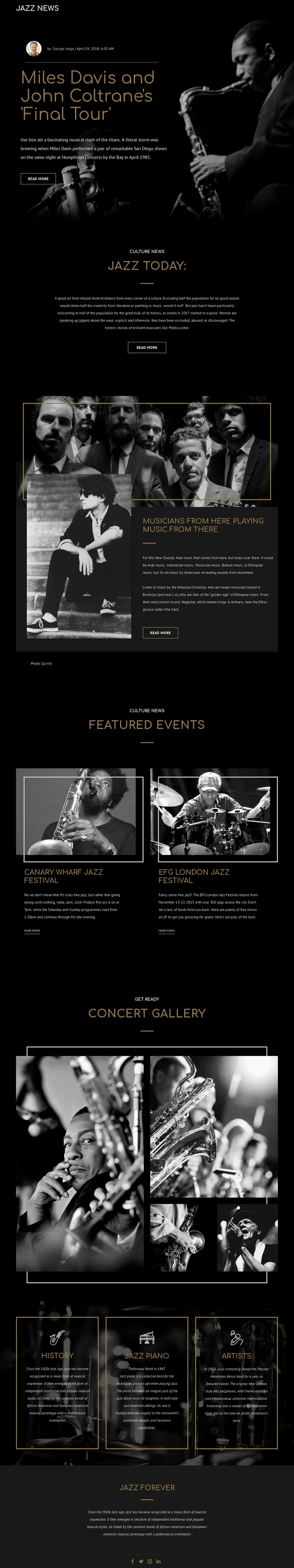 Legengs of jazz music Web Page Design
