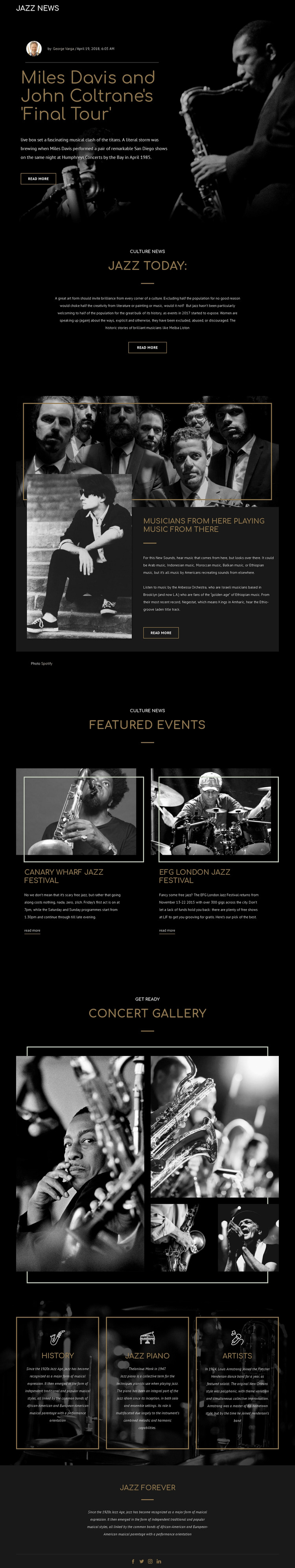 Legengs of jazz music Website Mockup