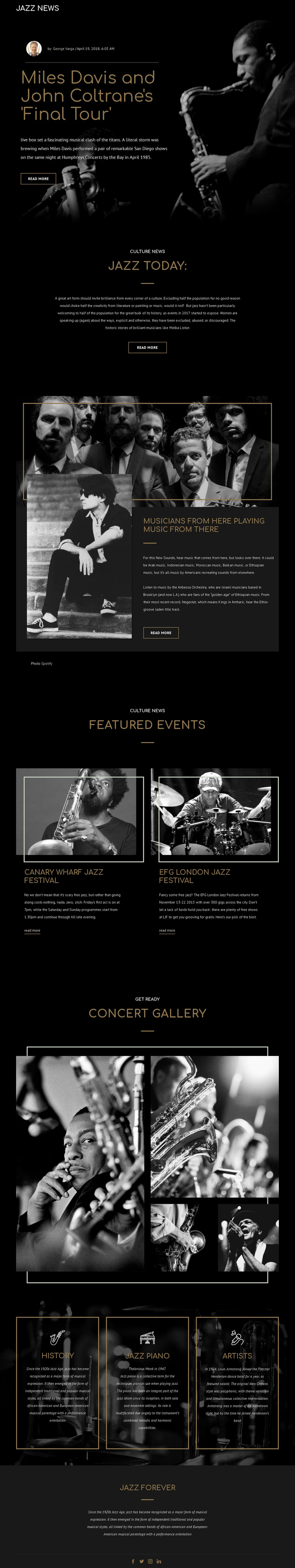 Legengs of jazz music Website Template