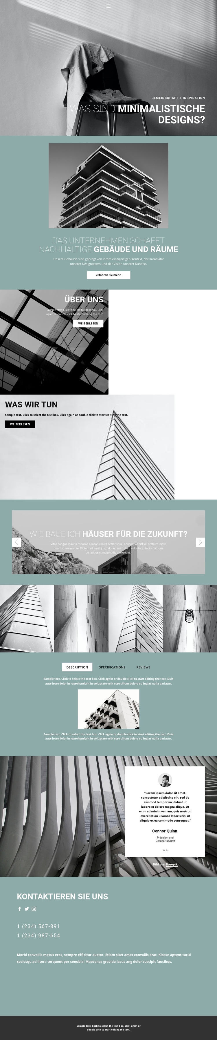 Perfekte Architekturideen Website-Modell