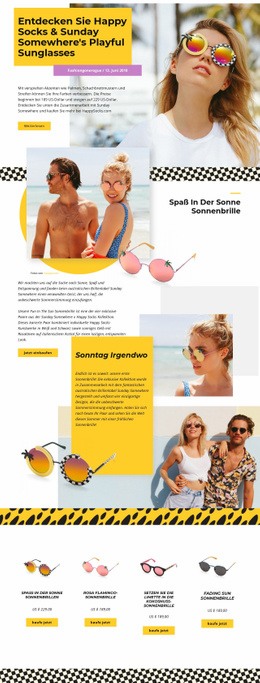 Sonnenbrille Website-Vorlage