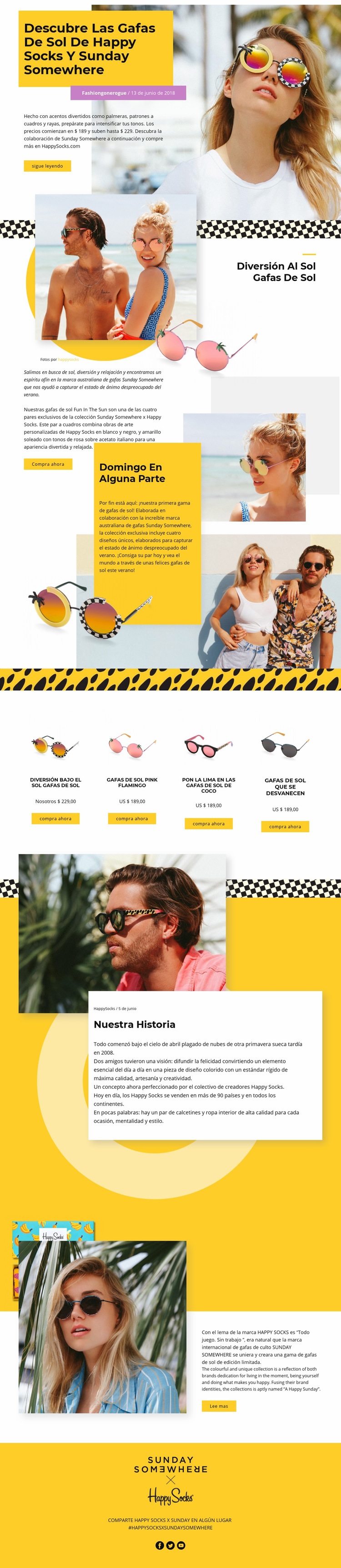 Gafas de sol Diseño de páginas web