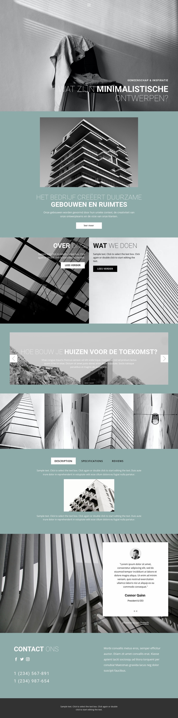 Perfecte architectuurideeën Website mockup