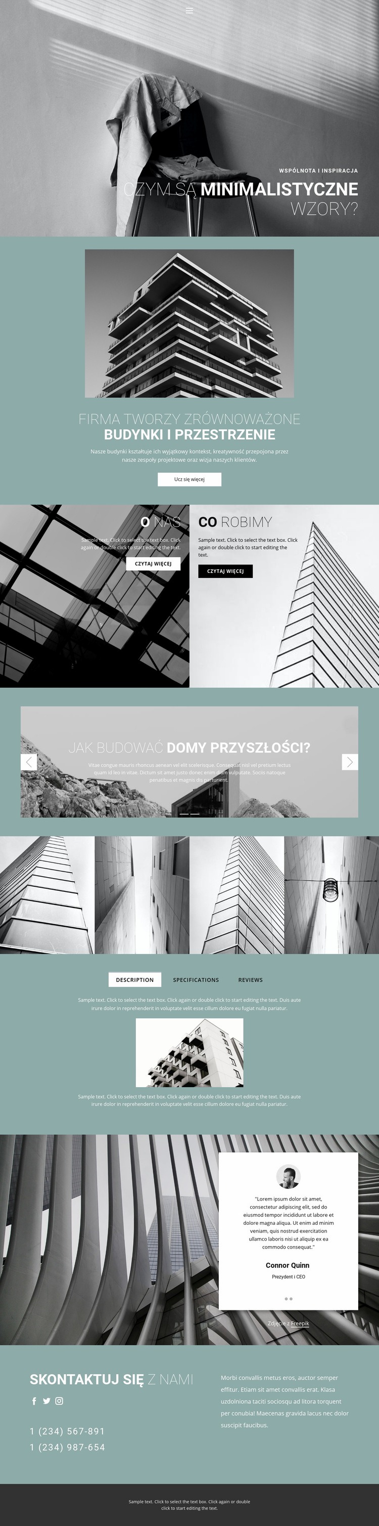 Idealne pomysły architektoniczne Kreator witryn internetowych HTML