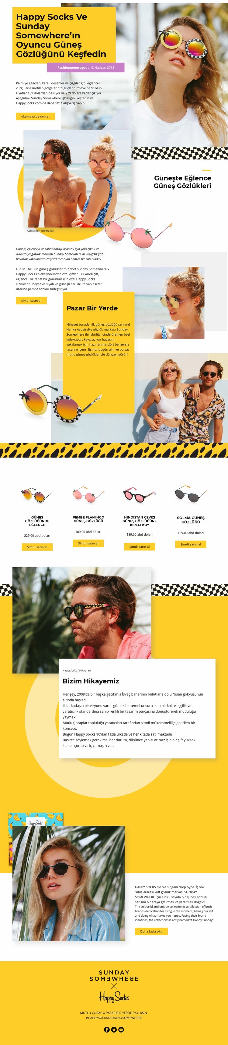 Güneş gözlüğü Web sitesi tasarımı
