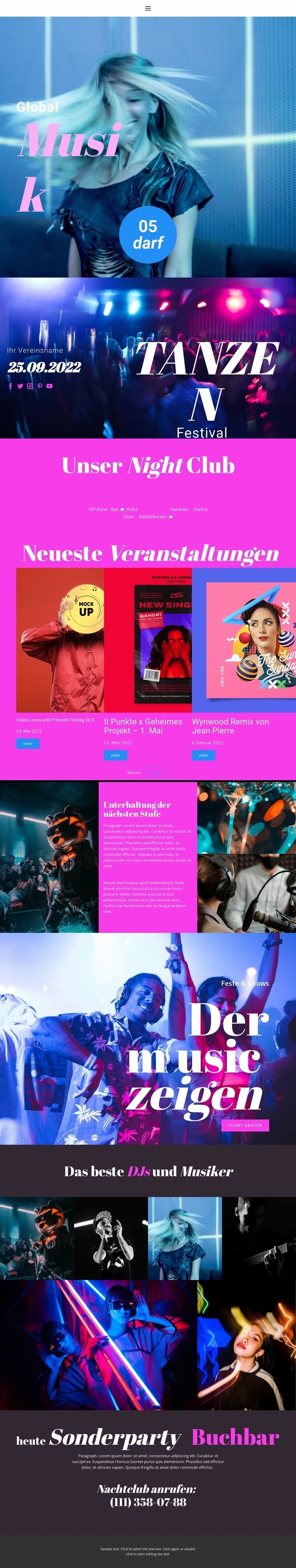 Musikalische Explosion Landing Page