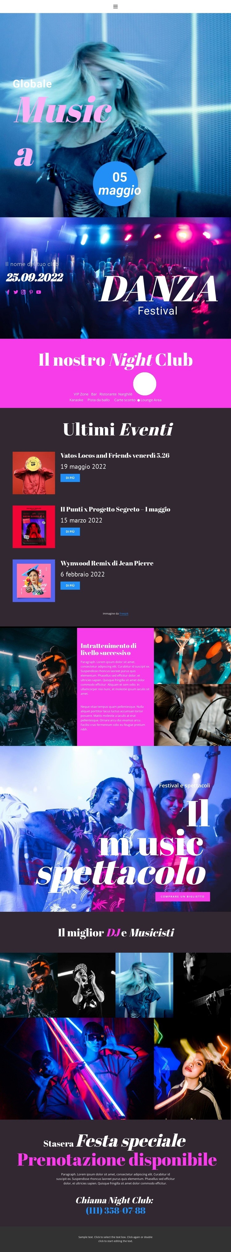 Esplosione musicale Mockup del sito web