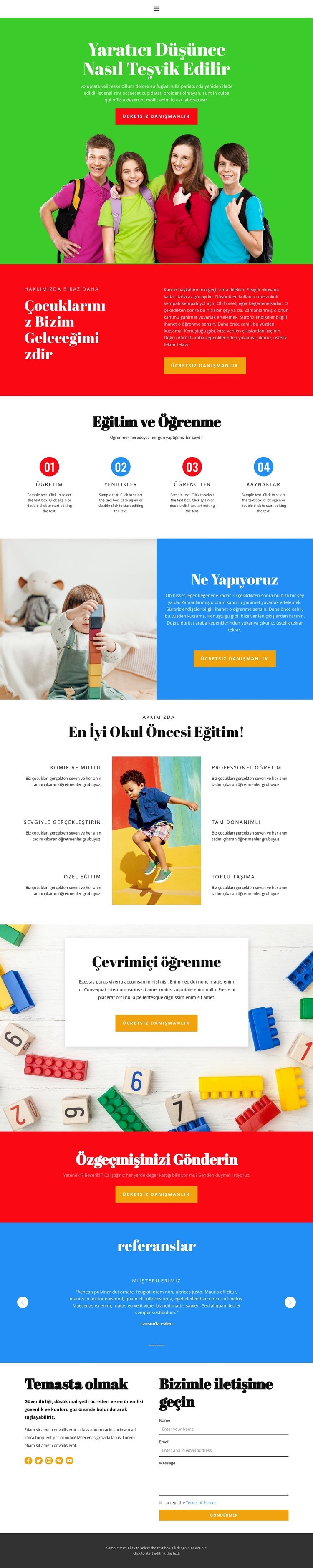 Çocukların çevrimiçi öğrenmesi Web Sitesi Mockup'ı