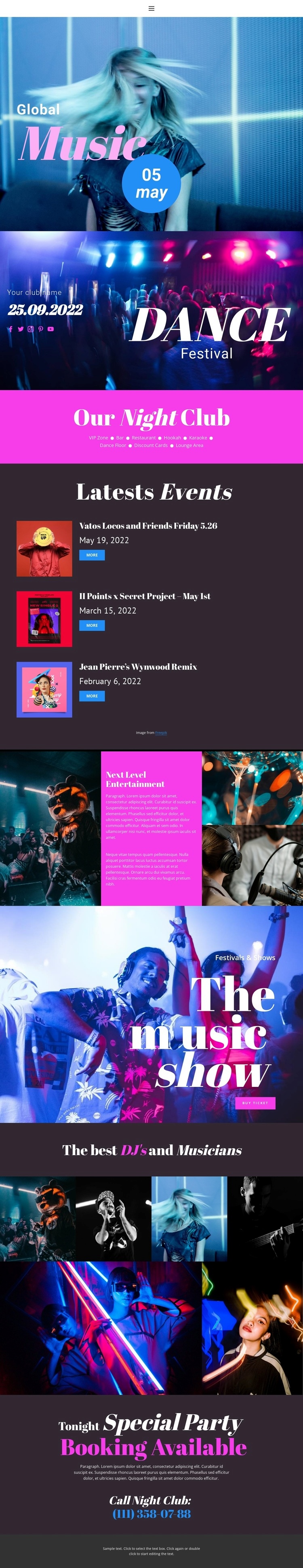 Musical explosion Webflow Template Alternative