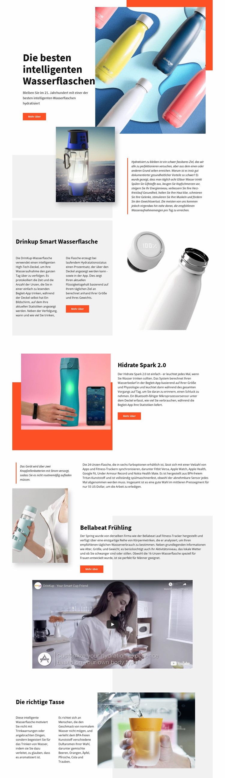 Intelligente Flasche Website design