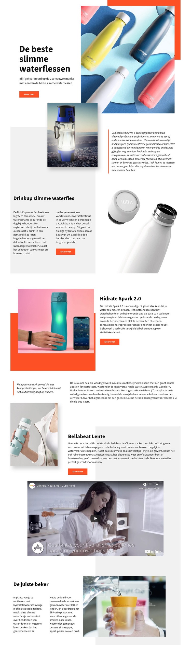 Slimme fles Website mockup