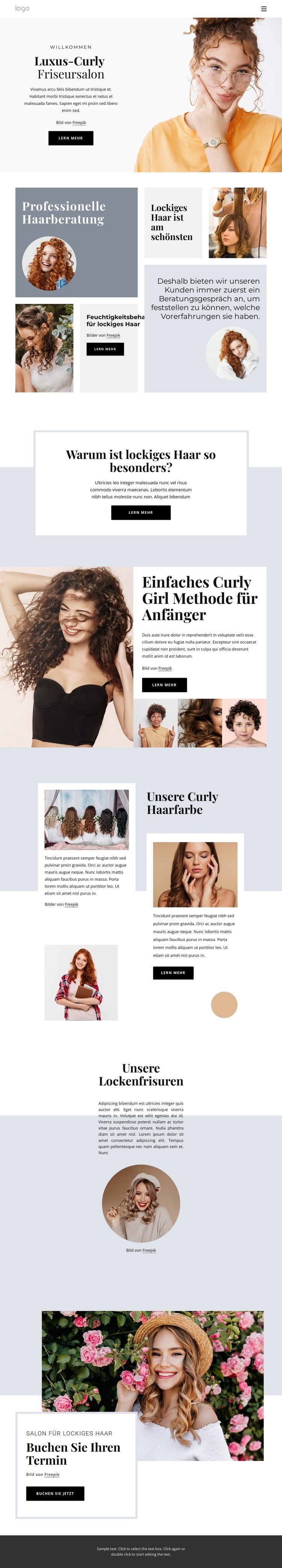 Lockiger Friseursalon Landing Page