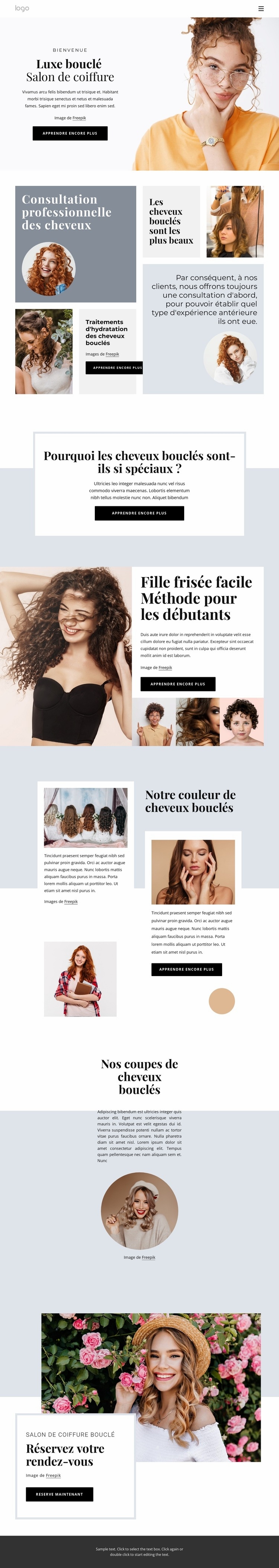 Salon de coiffure bouclé Conception de site Web
