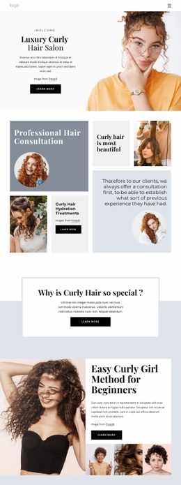 Curly Hair Salon - Customizable Professional Html Code