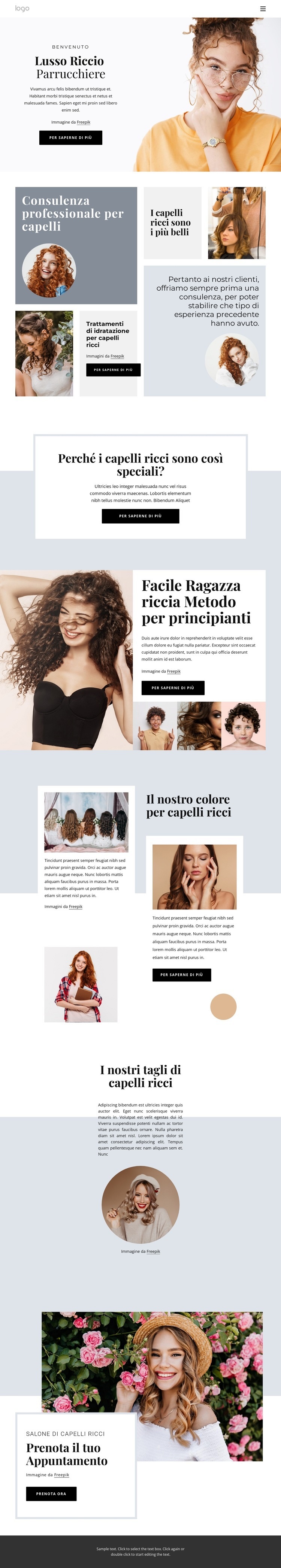 Salone di capelli ricci Modelli di Website Builder