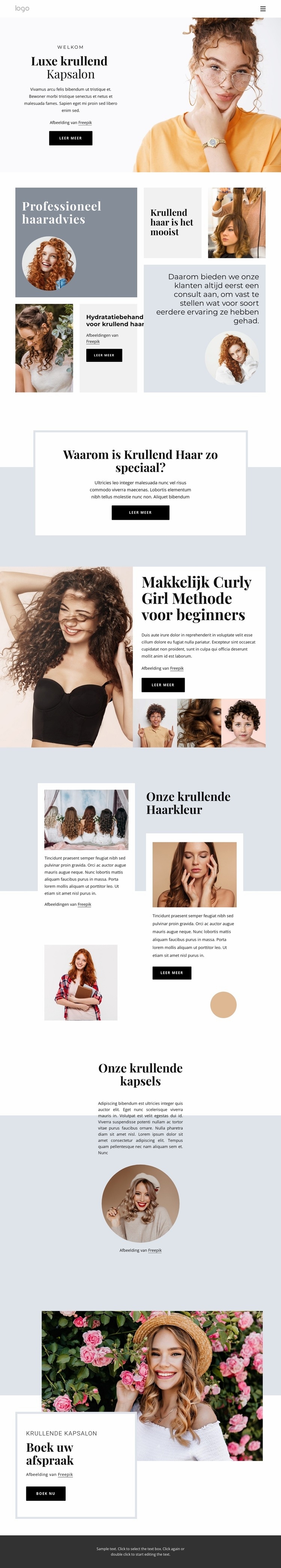 Krullend kapsalon Html Website Builder