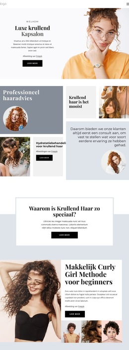 Krullend Kapsalon - Eenvoudig Websitesjabloon