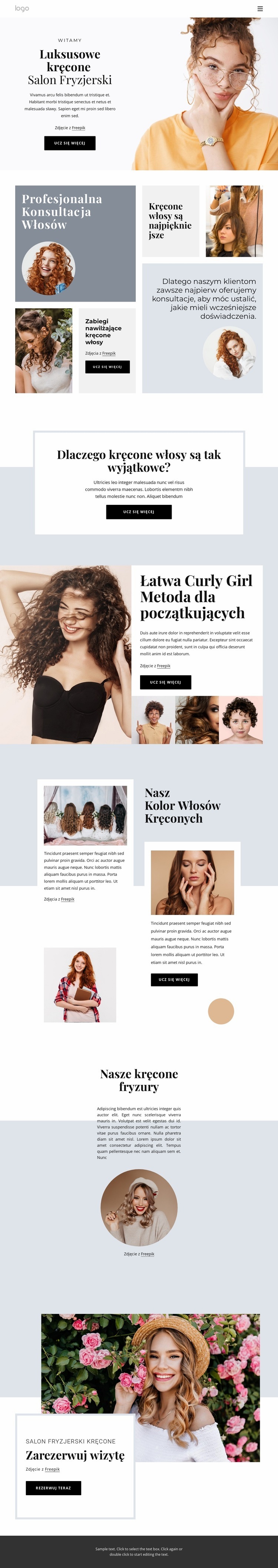 Salon z kręconymi włosami Kreator witryn internetowych HTML