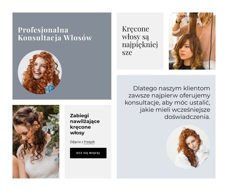 Profesjonalna konsultacja włosów Makieta strony internetowej