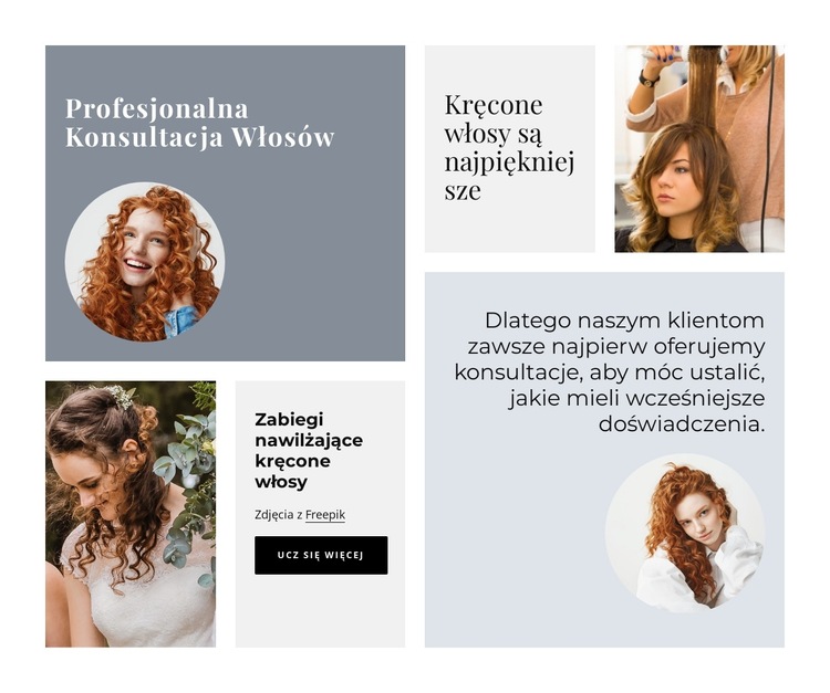 Profesjonalna konsultacja włosów Szablon witryny sieci Web