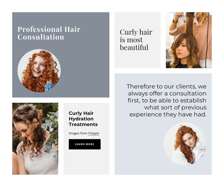 Professionell hårkonsultation Html webbplatsbyggare
