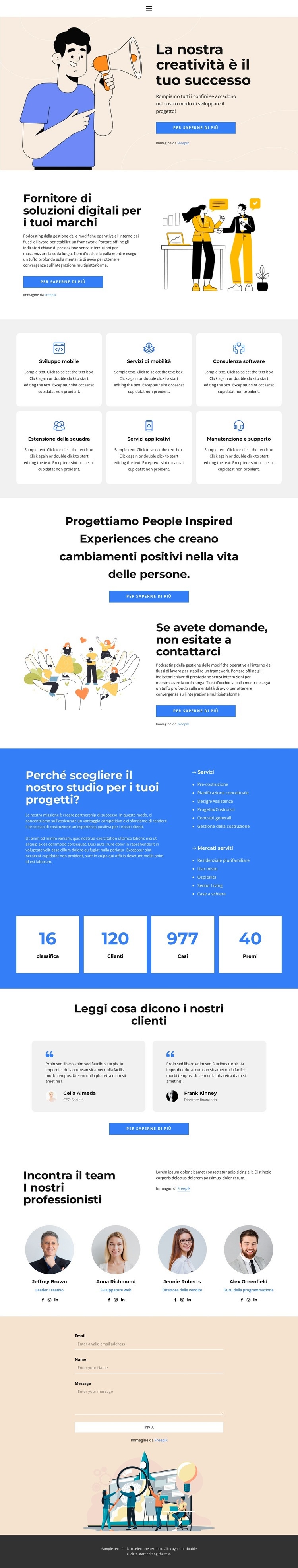 Crea la tua attività Costruttore di siti web HTML