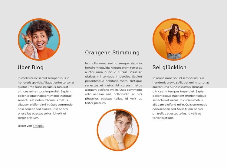 Orangene Stimmung Website design