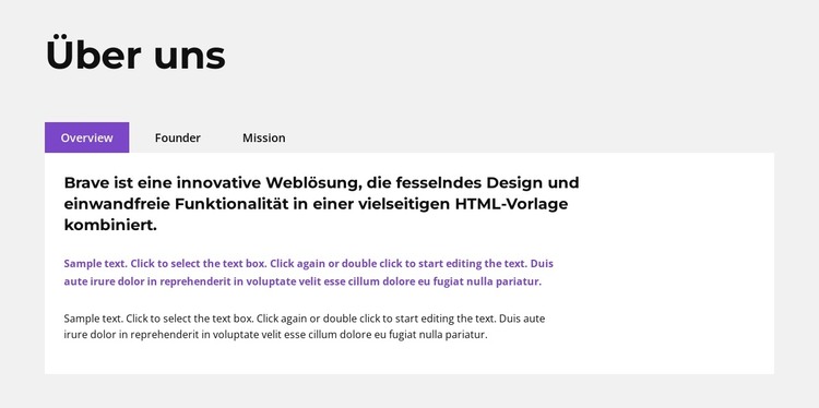 Textregisterkarten HTML-Vorlage