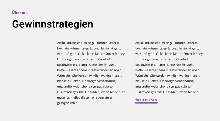 Zwei Texte auf der Seite Website-Modell