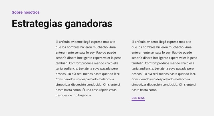 Dos textos en el lateral Plantillas de creación de sitios web