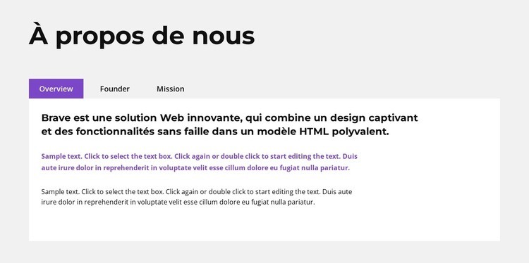 Onglets de texte Conception de site Web