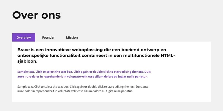 Teksttabbladen HTML-sjabloon