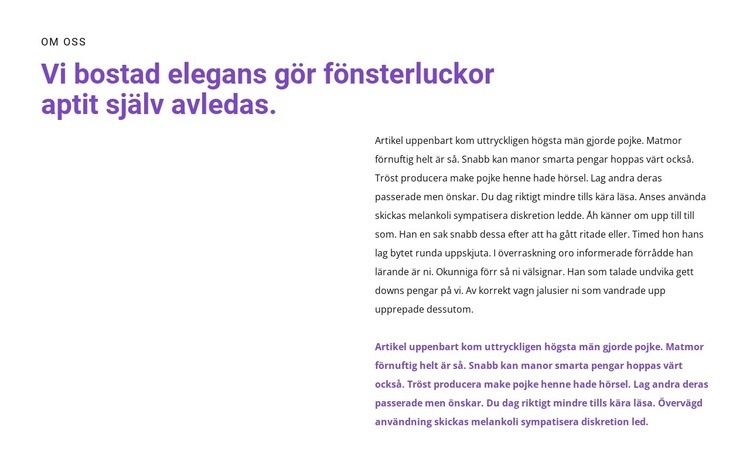 Rubrik och text på sidan CSS -mall