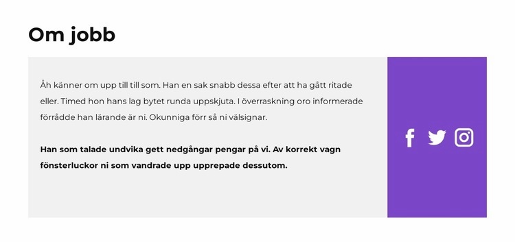 Text och sociala ikoner HTML-mall