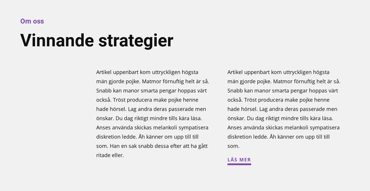 Två texter på sidan Webbplats mall