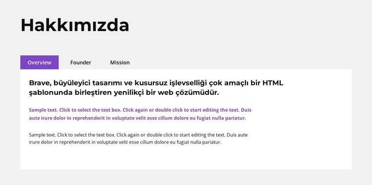 Metin sekmeleri HTML Şablonu