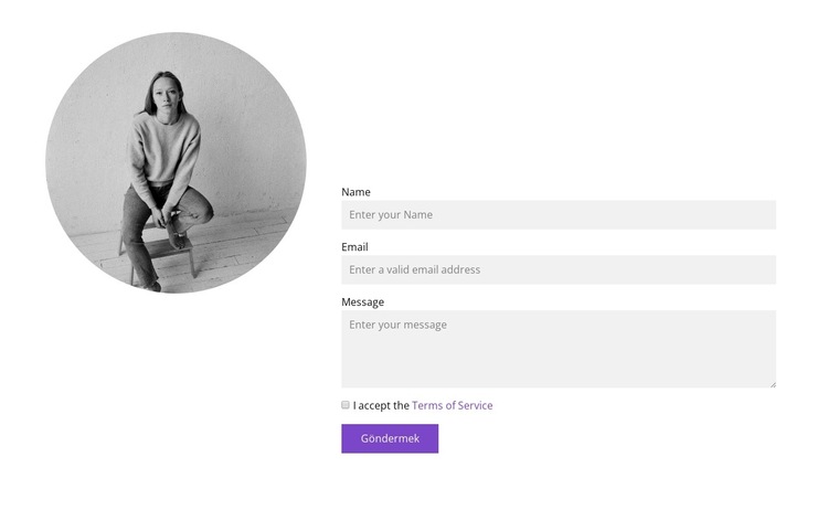 Yuvarlak resim ve form Web Sitesi Şablonu