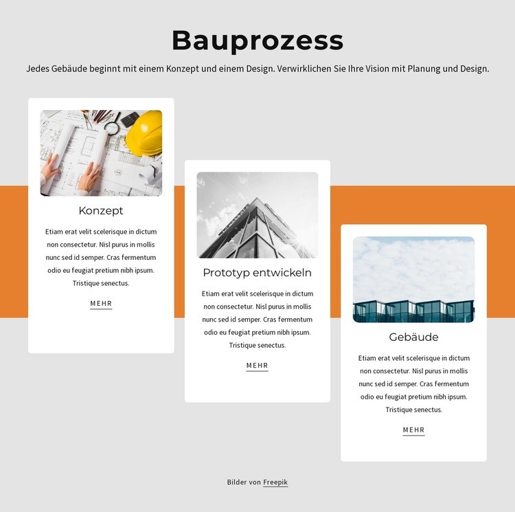 Bauprozess Website Builder-Vorlagen