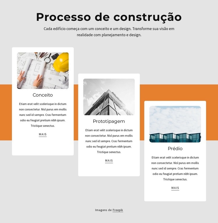 Processo de construção Design do site