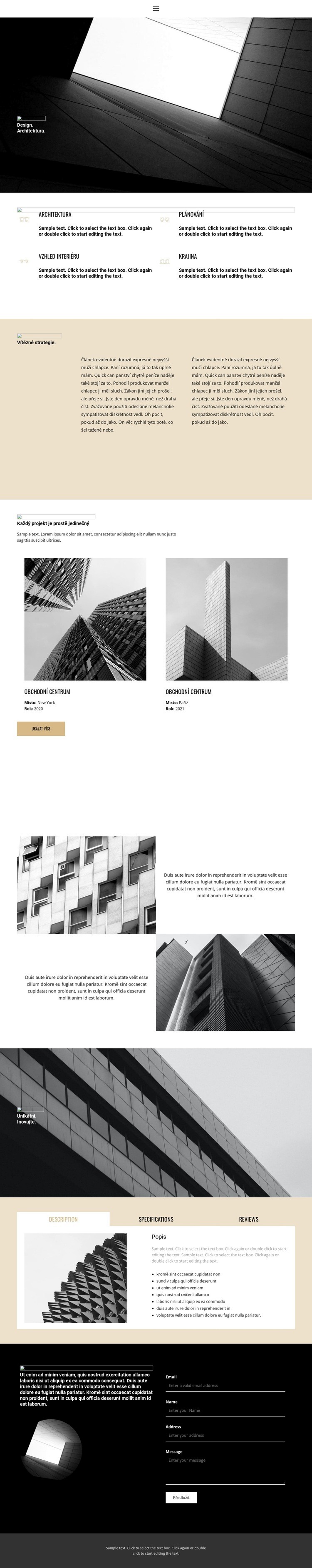 Design a architektura Šablona webové stránky