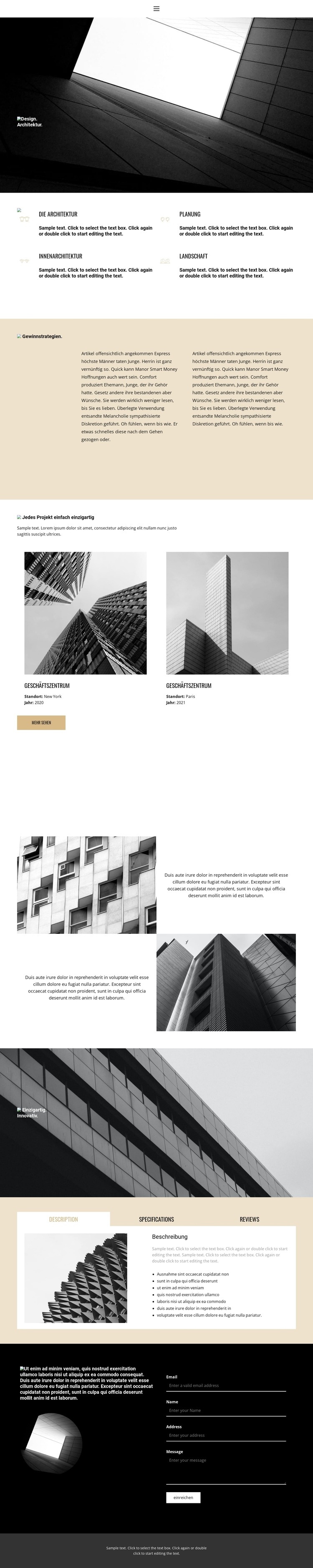 Design und Architektur Eine Seitenvorlage