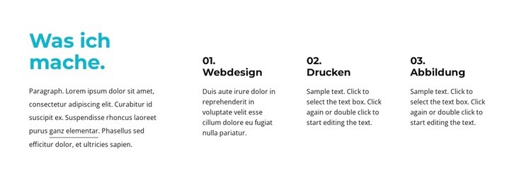 Was wir tun Textblock Website design