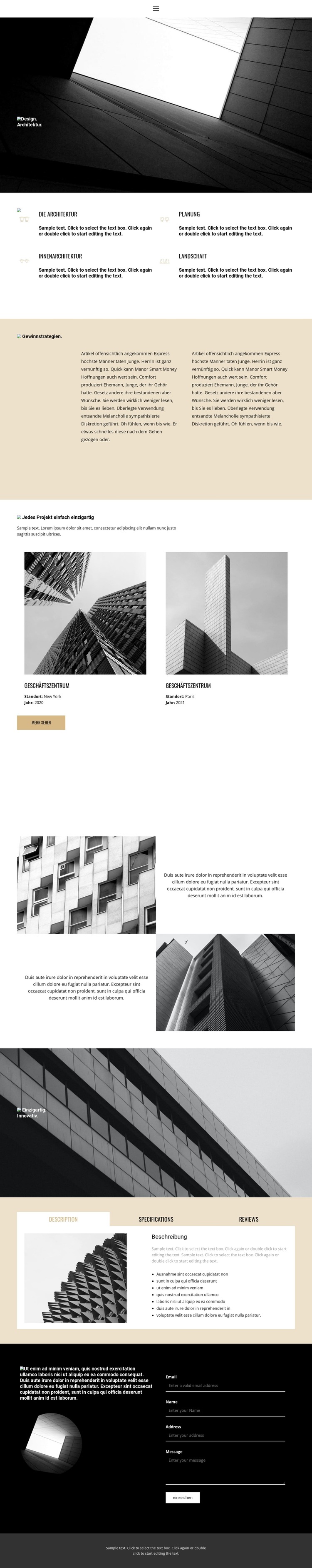 Design und Architektur Website-Vorlage