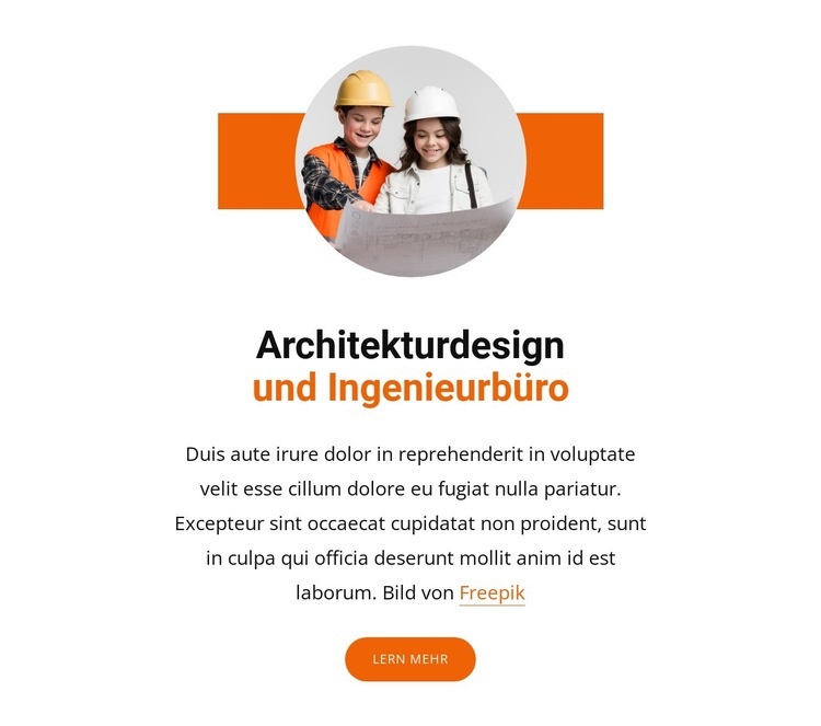 Architekturbüro und Ingenieurbüro Landing Page