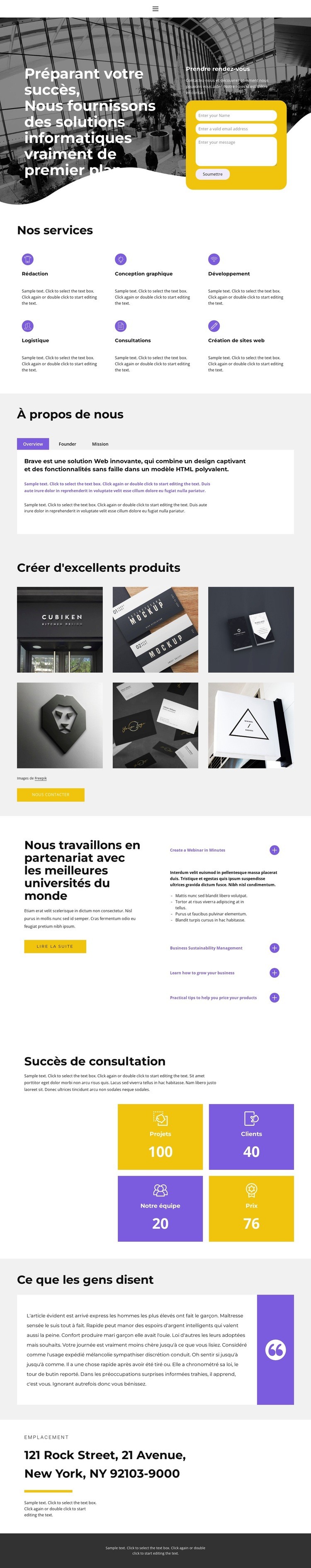 Parlons affaires Maquette de site Web