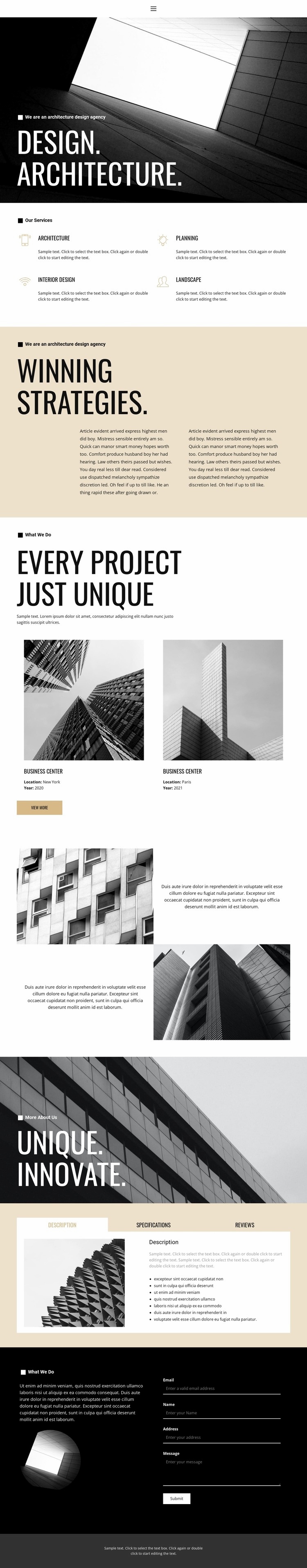 Design and architecture Homepage Design
