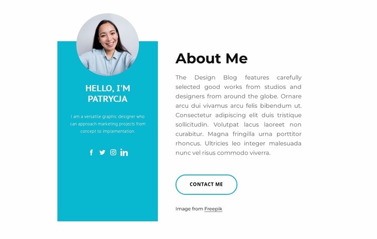 About me with circle image Homepage Design