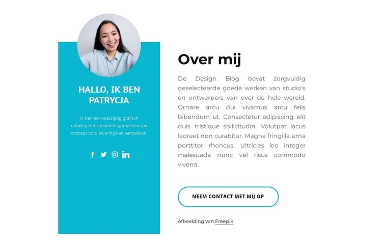 Over mij met cirkel afbeelding Html Website Builder